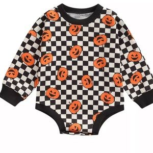 Checker pumpkin jack lantern NEW Baby boy girl check print onsie outfit NEW